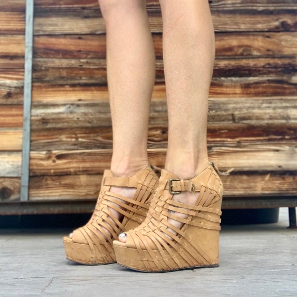 Mojo Moxy Wedge Peep Toe Heel Victoria Secret Sexy